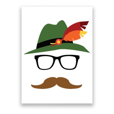Lederhosen Oktoberfest German Face Glasses Halloween Costume Poster