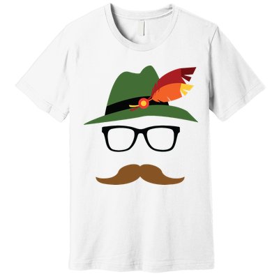 Lederhosen Oktoberfest German Face Glasses Halloween Costume Premium T-Shirt