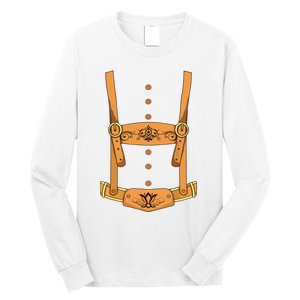 Lederhosen Oktoberfest German Beer Festival Costume Long Sleeve Shirt