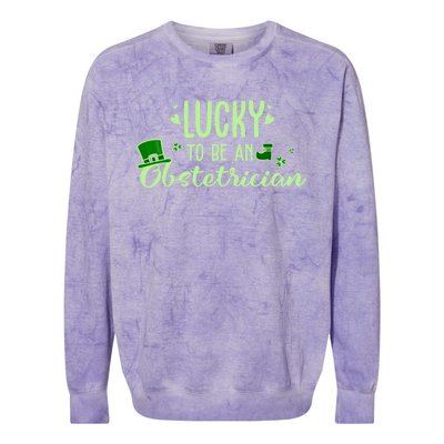 Lucky Obstetrician Gift Funny Obstetrician St Patrick Outfit Gift Colorblast Crewneck Sweatshirt