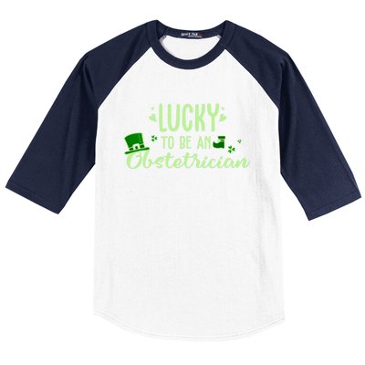 Lucky Obstetrician Gift Funny Obstetrician St Patrick Outfit Gift Baseball Sleeve Shirt