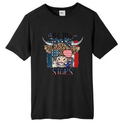 Leopard Ohmeaningful Giftmy Stars Cow American Highland Cow With 4th July Gift Tall Fusion ChromaSoft Performance T-Shirt