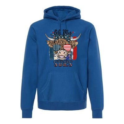 Leopard Ohmeaningful Giftmy Stars Cow American Highland Cow With 4th July Gift Premium Hoodie