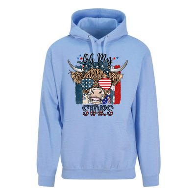 Leopard Ohmeaningful Giftmy Stars Cow American Highland Cow With 4th July Gift Unisex Surf Hoodie