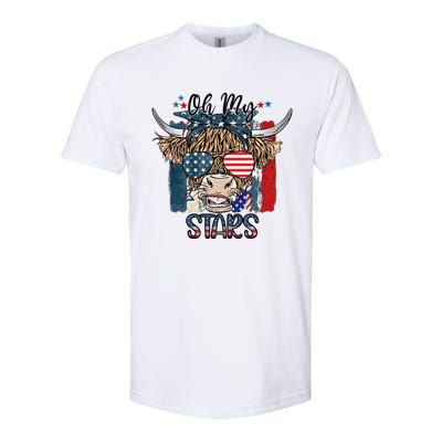 Leopard Ohmeaningful Giftmy Stars Cow American Highland Cow With 4th July Gift Softstyle CVC T-Shirt