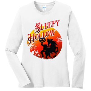 Legend Of Headless Horsemen On Halloween Or Sleepy Hollow Ladies Long Sleeve Shirt