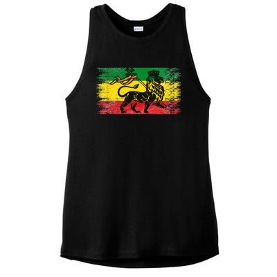 Lion Of Judah Rasta Ethiopian Reggae Old Ethiopia Flag Fan Gift Ladies PosiCharge Tri-Blend Wicking Tank