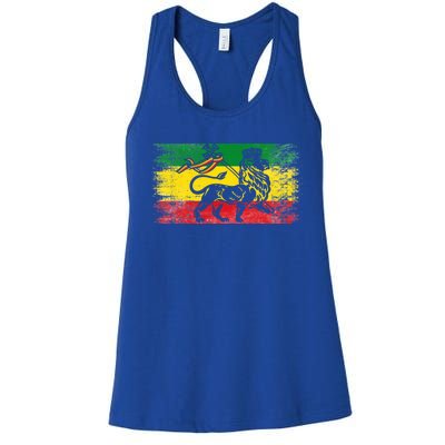 Lion Of Judah Rasta Ethiopian Reggae Old Ethiopia Flag Fan Gift Women's Racerback Tank