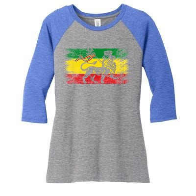 Lion Of Judah Rasta Ethiopian Reggae Old Ethiopia Flag Fan Gift Women's Tri-Blend 3/4-Sleeve Raglan Shirt