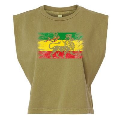 Lion Of Judah Rasta Ethiopian Reggae Old Ethiopia Flag Fan Gift Garment-Dyed Women's Muscle Tee