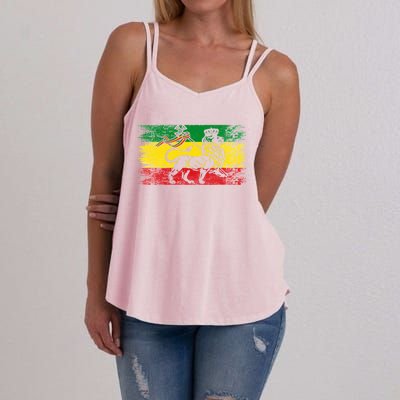 Lion Of Judah Rasta Ethiopian Reggae Old Ethiopia Flag Fan Gift Women's Strappy Tank