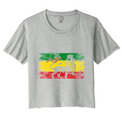 Lion Of Judah Rasta Ethiopian Reggae Old Ethiopia Flag Fan Gift Women's Crop Top Tee