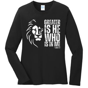 Lion Of Judah Christian Bible Verse Ladies Long Sleeve Shirt