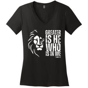 Lion Of Judah Christian Bible Verse Women's V-Neck T-Shirt