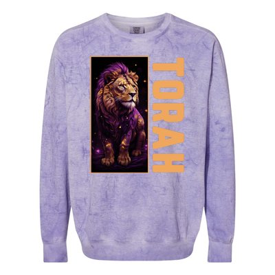 Lion Of Judah Messianic Hebrew Roots Torah Observant Colorblast Crewneck Sweatshirt