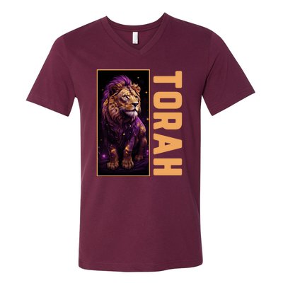 Lion Of Judah Messianic Hebrew Roots Torah Observant V-Neck T-Shirt