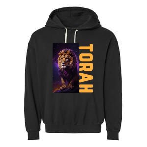 Lion Of Judah Messianic Hebrew Roots Torah Observant Garment-Dyed Fleece Hoodie