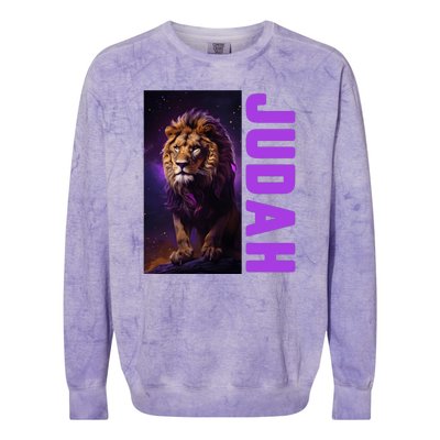 Lion Of Judah Messianic Hebrew Roots Torah Observant Colorblast Crewneck Sweatshirt