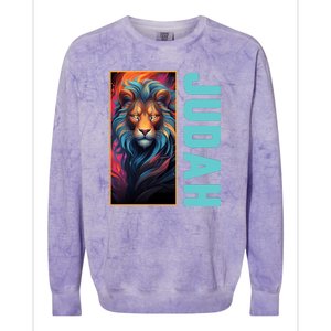 Lion Of Judah Messianic Hebrew Roots Torah Observant Yeshua Colorblast Crewneck Sweatshirt