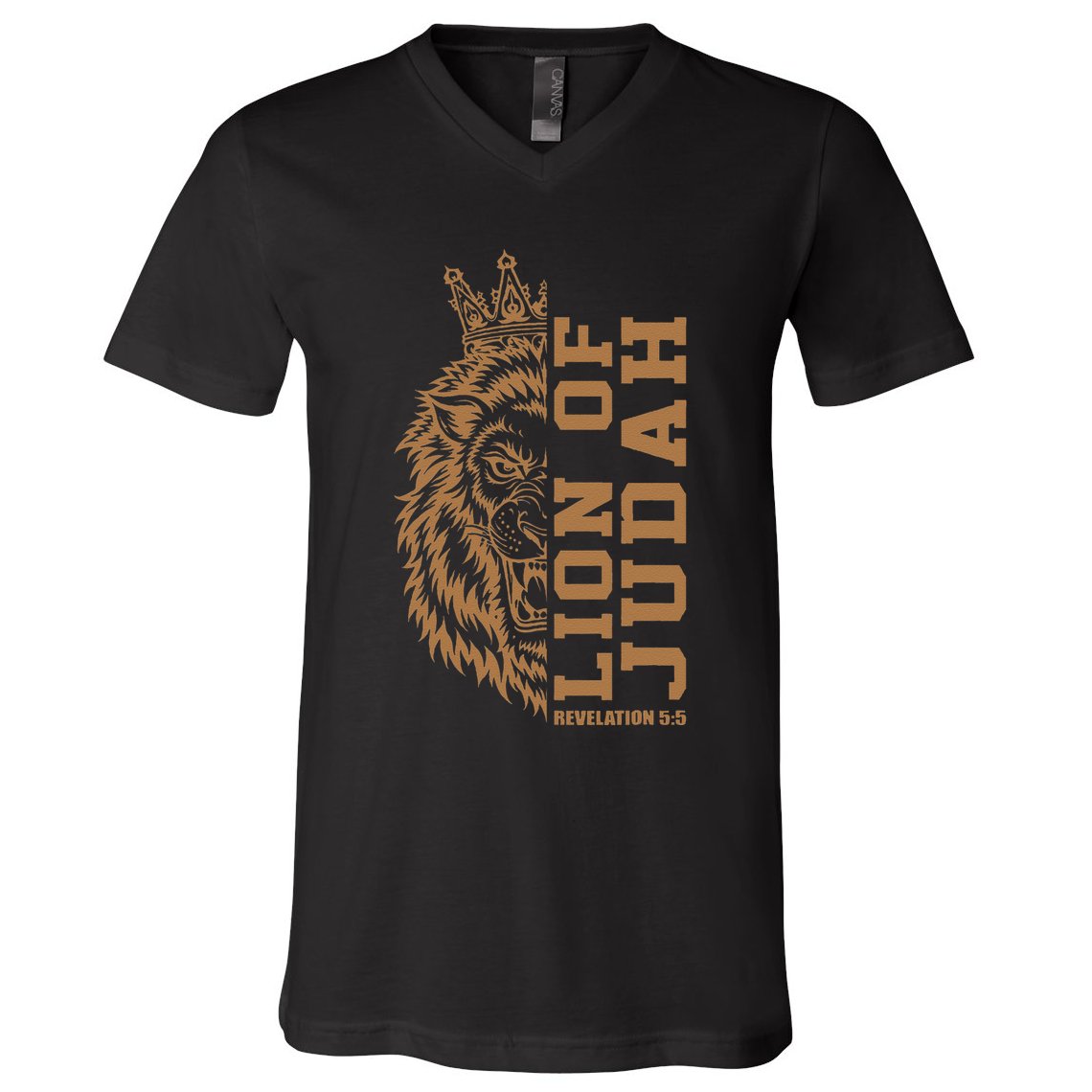 Lion Of Judah Jesus Revelation Bible Verse God Christian V-Neck T-Shirt