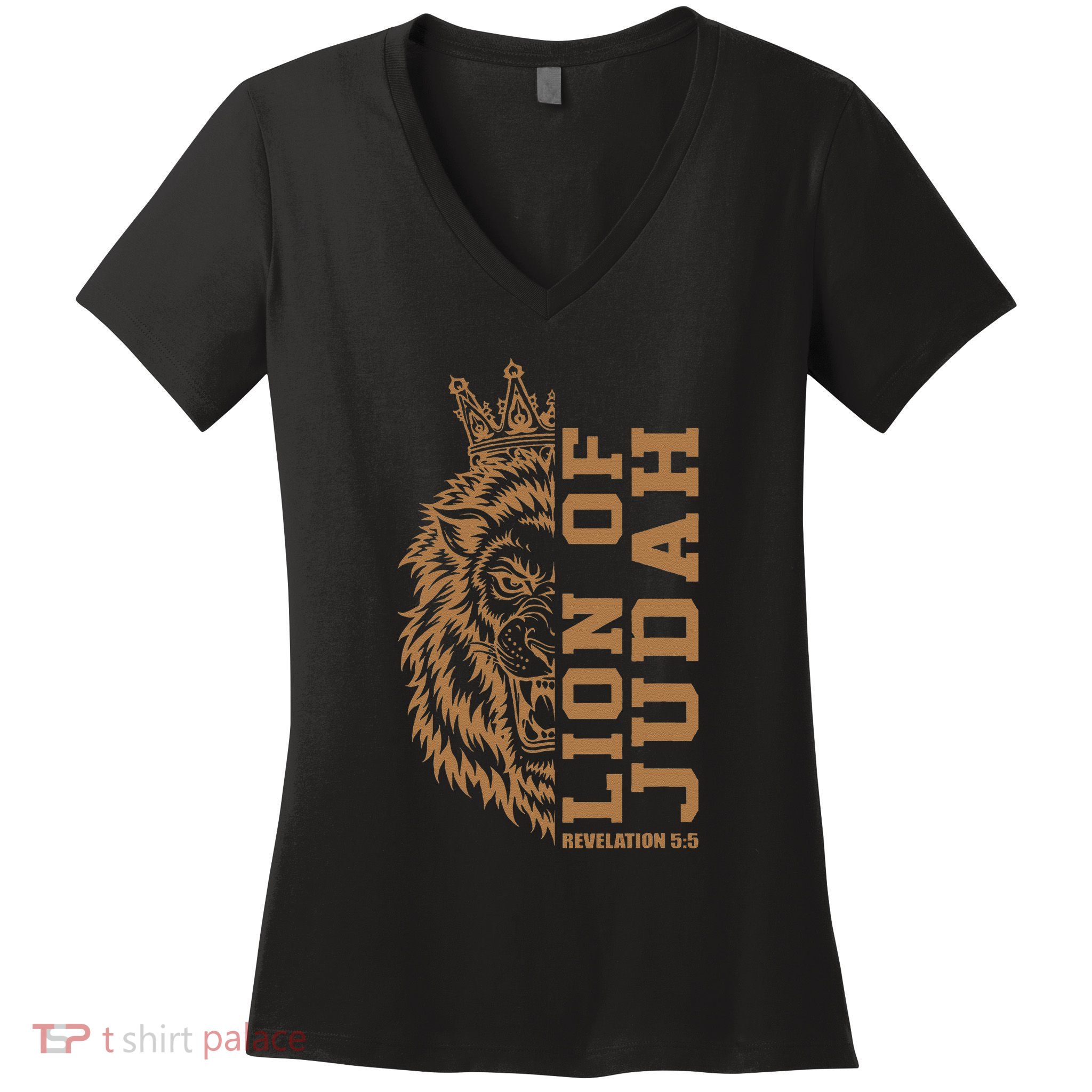 Lion Of Judah Jesus Revelation Bible Verse God Christian Women's V-Neck T-Shirt