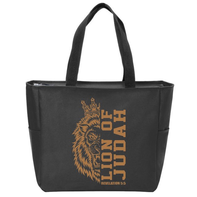 Lion Of Judah Jesus Revelation Bible Verse God Christian Zip Tote Bag