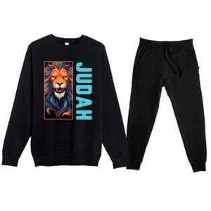 Lion Of Judah Messianic Hebrew Roots Torah Observant Yeshua Premium Crewneck Sweatsuit Set