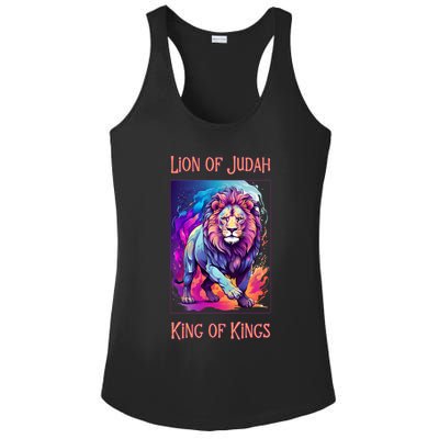 Lion of Judah Christian King of Kings Faith Ladies PosiCharge Competitor Racerback Tank