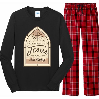 Lover Of Jesus And Auto Racing Fan Gift Long Sleeve Pajama Set