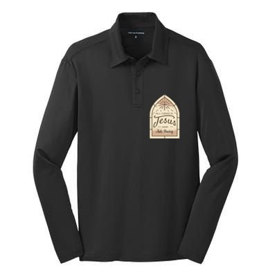 Lover Of Jesus And Auto Racing Fan Gift Silk Touch Performance Long Sleeve Polo