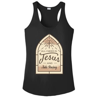 Lover Of Jesus And Auto Racing Fan Gift Ladies PosiCharge Competitor Racerback Tank