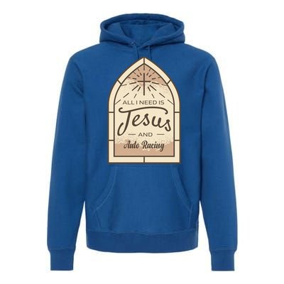 Lover Of Jesus And Auto Racing Fan Gift Premium Hoodie