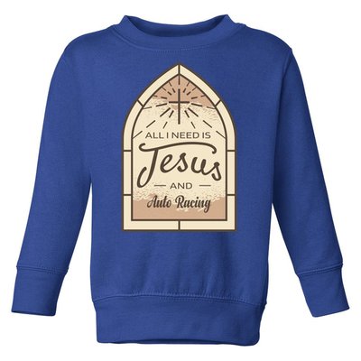 Lover Of Jesus And Auto Racing Fan Gift Toddler Sweatshirt