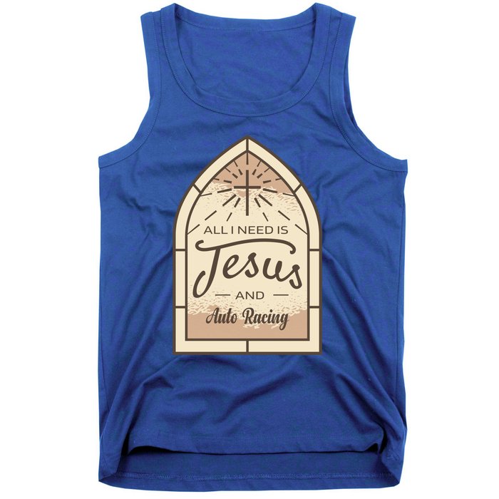 Lover Of Jesus And Auto Racing Fan Gift Tank Top