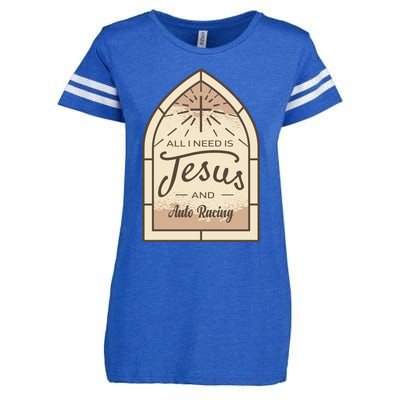 Lover Of Jesus And Auto Racing Fan Gift Enza Ladies Jersey Football T-Shirt