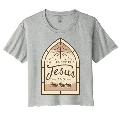 Lover Of Jesus And Auto Racing Fan Gift Women's Crop Top Tee