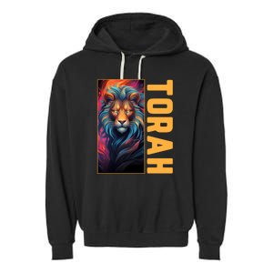 Lion Of Judah Messianic Hebrew Roots Torah Observant Garment-Dyed Fleece Hoodie