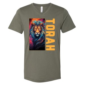 Lion Of Judah Messianic Hebrew Roots Torah Observant V-Neck T-Shirt