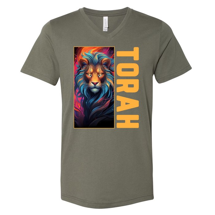 Lion Of Judah Messianic Hebrew Roots Torah Observant V-Neck T-Shirt