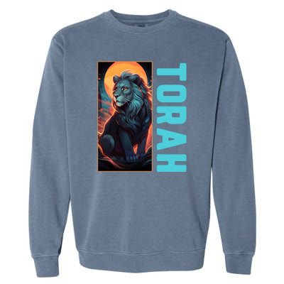 Lion Of Judah Messianic Hebrew Roots Torah Observant Garment-Dyed Sweatshirt