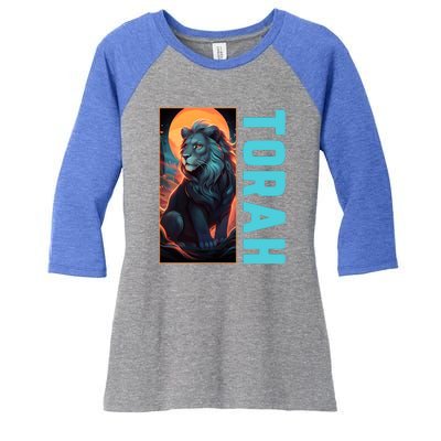 Lion Of Judah Messianic Hebrew Roots Torah Observant Women's Tri-Blend 3/4-Sleeve Raglan Shirt