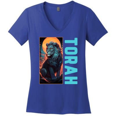 Lion Of Judah Messianic Hebrew Roots Torah Observant Women's V-Neck T-Shirt