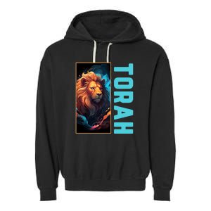 Lion Of Judah Messianic Hebrew Roots Torah Observant Garment-Dyed Fleece Hoodie