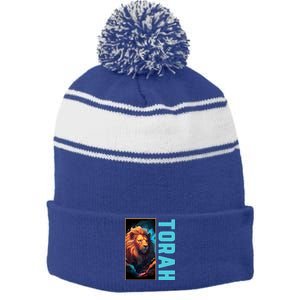 Lion Of Judah Messianic Hebrew Roots Torah Observant Stripe Pom Pom Beanie