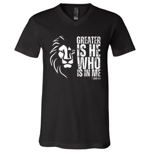 Lion Of Judah Christian Bible Verse V-Neck T-Shirt