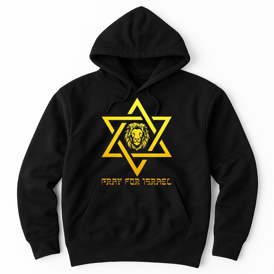 Lion of Judah, Pray For Israel, Jewish Star of David Hoodie