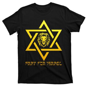 Lion of Judah, Pray For Israel, Jewish Star of David T-Shirt