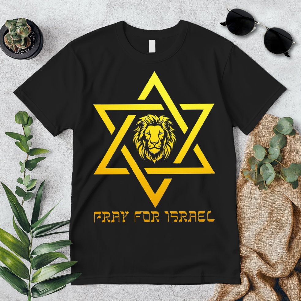 Lion of Judah, Pray For Israel, Jewish Star of David Premium T-Shirt