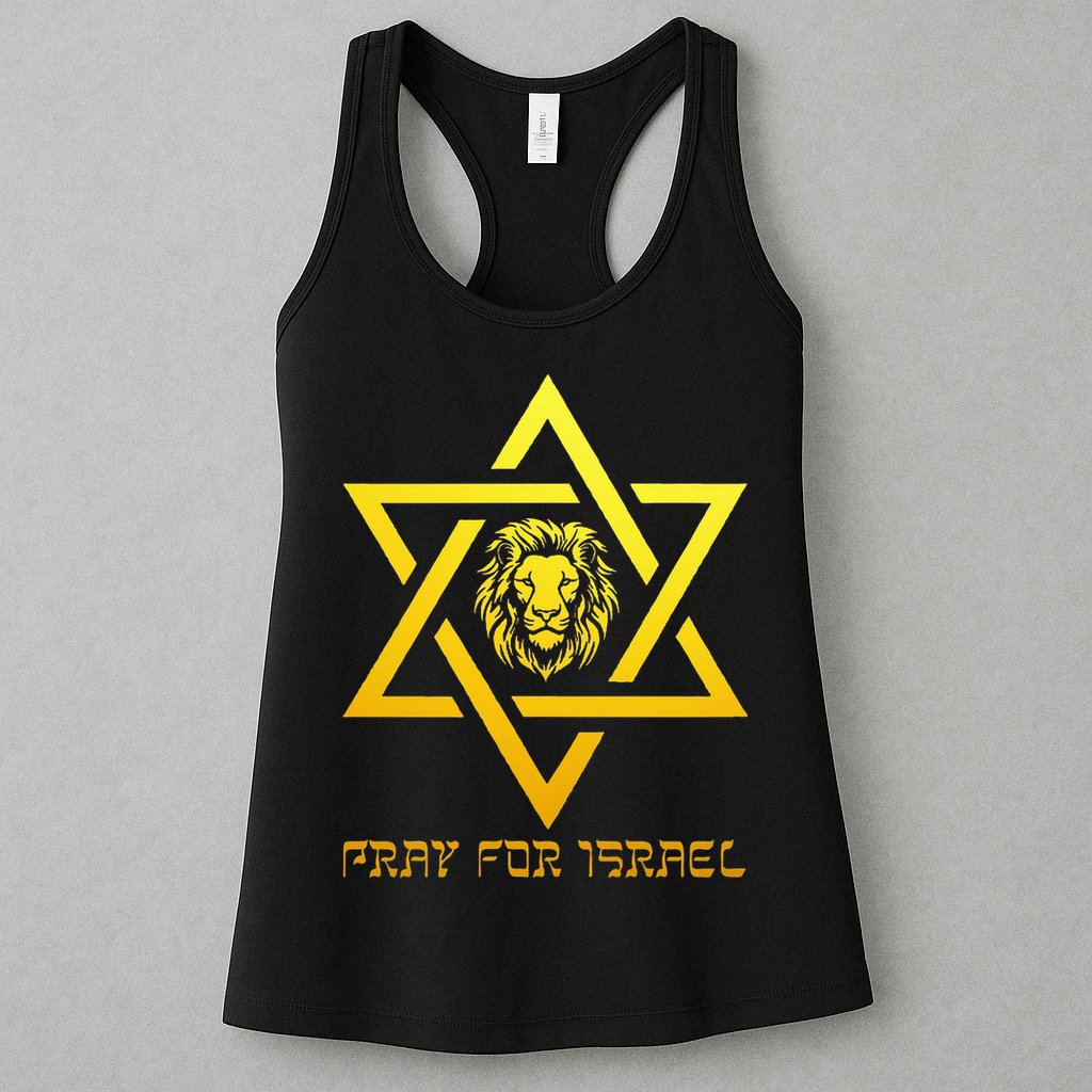 Lion of Judah, Pray For Israel, Jewish Star of David Womens Tank Top