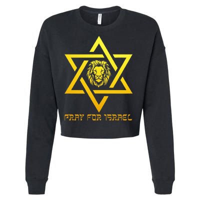 Lion of Judah, Pray For Israel, Jewish Star of David Cropped Pullover Crew